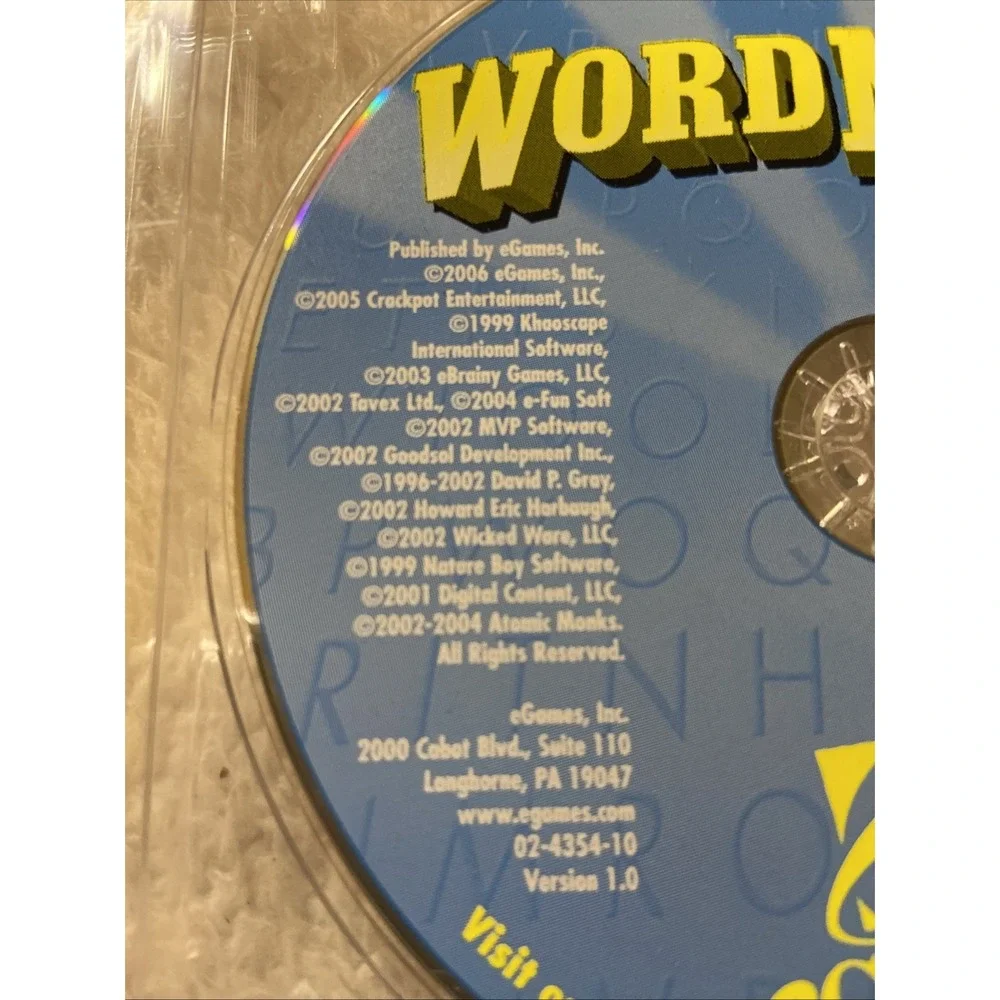 Word Mania PC CD ROM Game Egames 2005 Disc Only Vintage